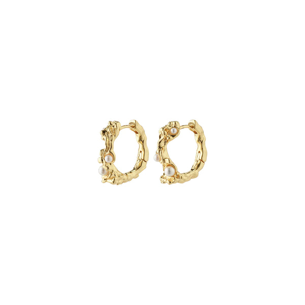 Raelynn Small Gold Plated Pearl Hoops