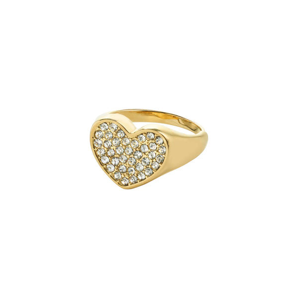 Emmett Gold Plated Crystal Heart Ring