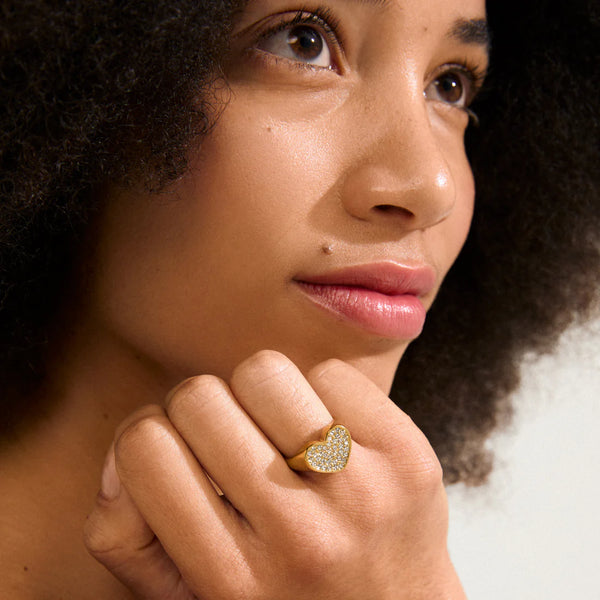Emmett Gold Plated Crystal Heart Ring