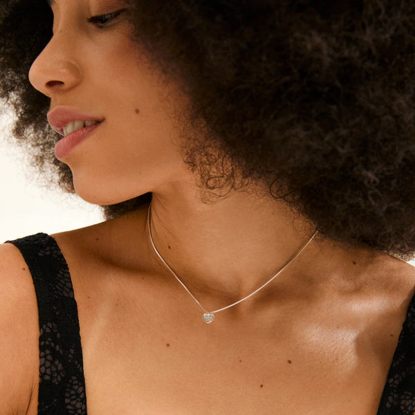 Emmett Silver Plated Crystal Heart Necklace