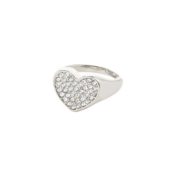 Emmett Silver Plated Crystal Heart Ring