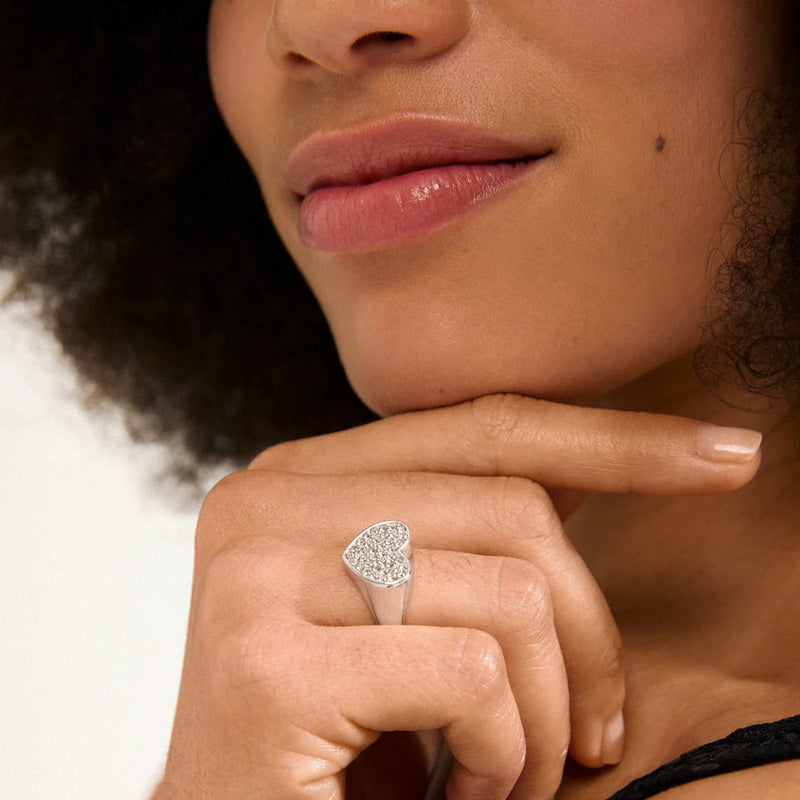 Emmett Silver Plated Crystal Heart Ring