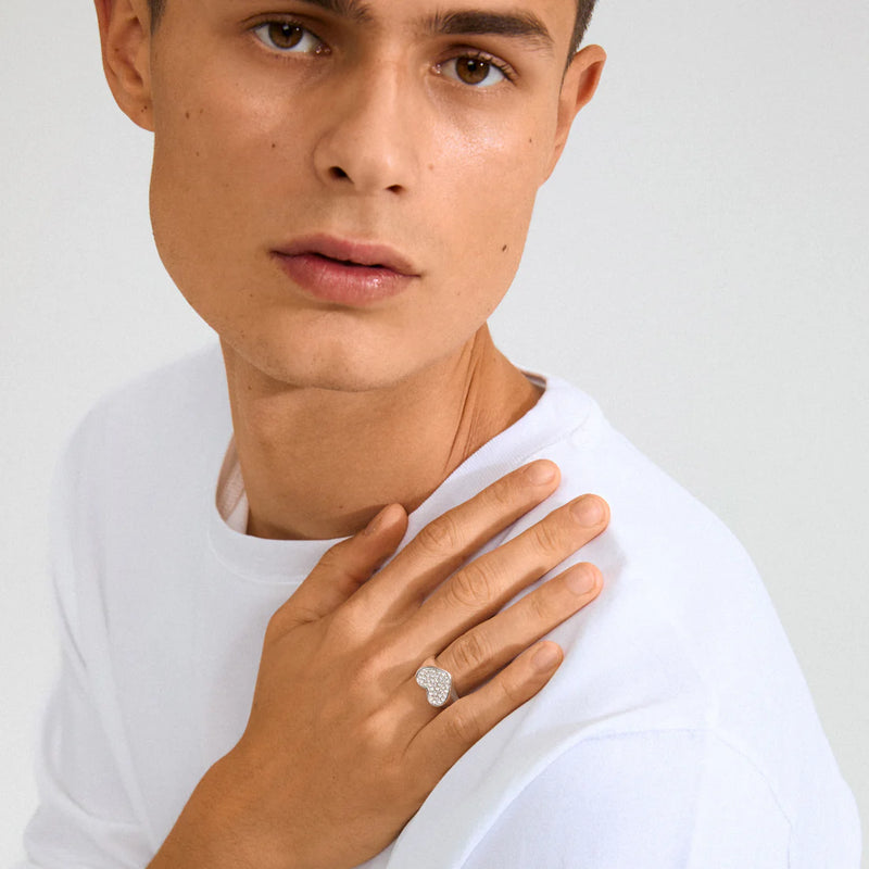 Emmett Silver Plated Crystal Heart Ring