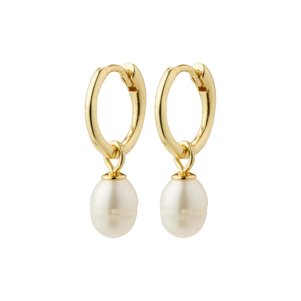 Berthe Gold Plated Freshwater Pearl Hoops
