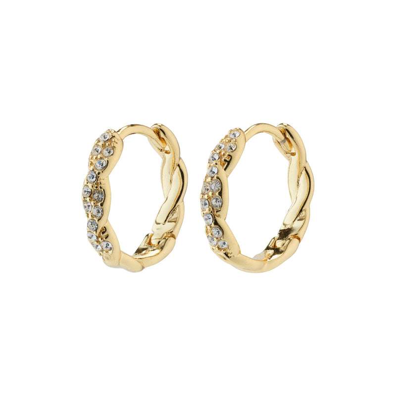 Ezo Twirled Small Gold Plated Crystal Hoops