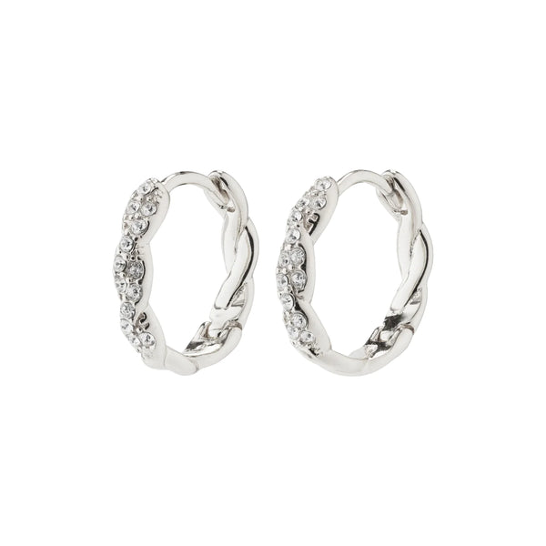 Ezo Twirled Small Silver Plated Crystal Hoops