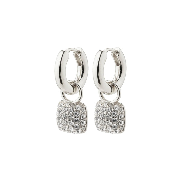 Cindy Silver Plated Crystal Hoops