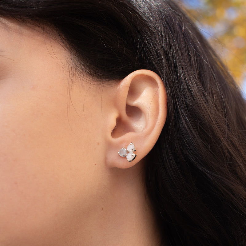 Aquamarine & Moonstone Silver Portofino Studs