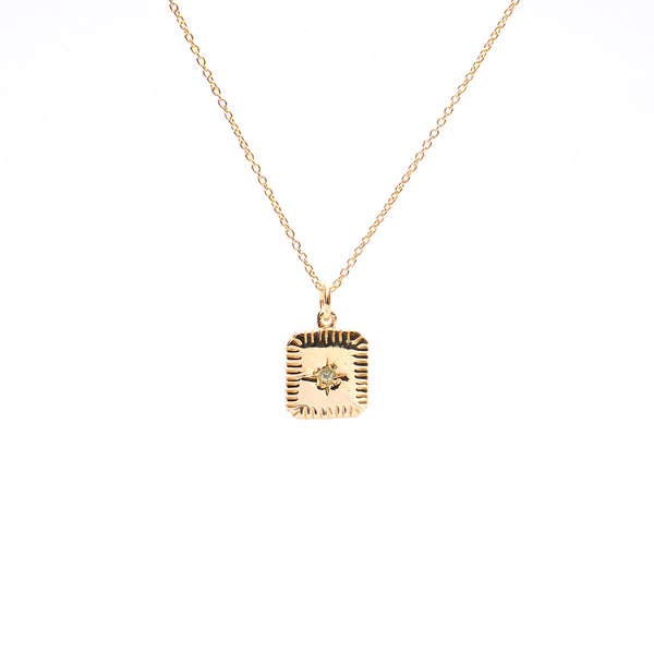 August Square Birthstone Necklace