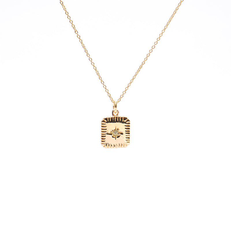 August Square Birthstone Necklace