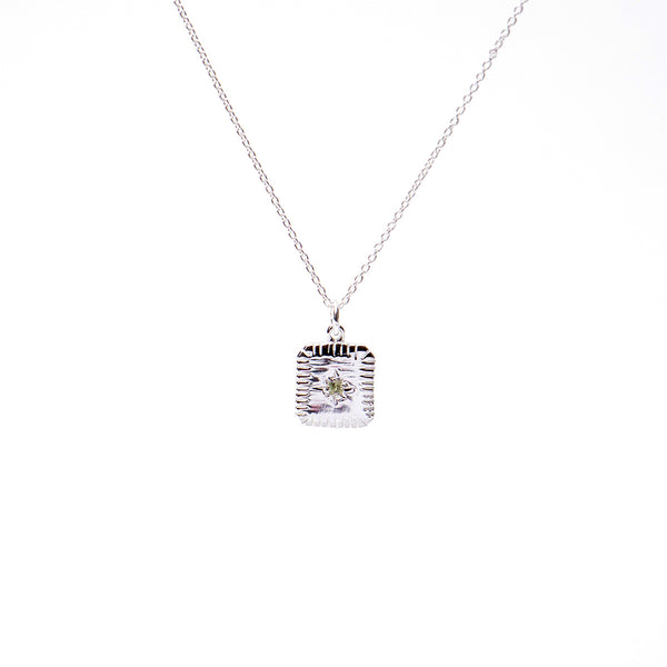 August Square Birthstone Necklace
