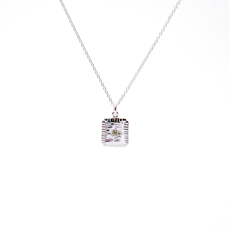 August Square Birthstone Necklace