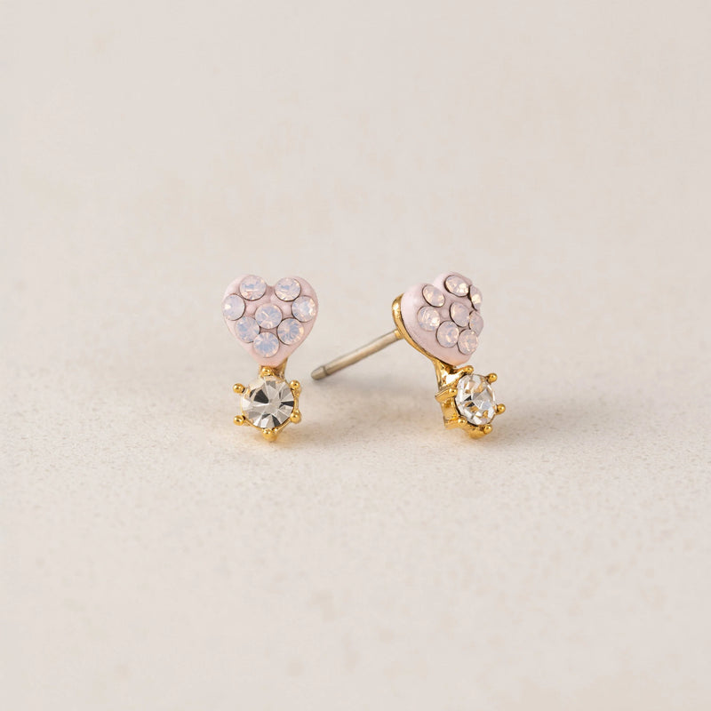 Gold Plated Bisou Pink Stud Earrings