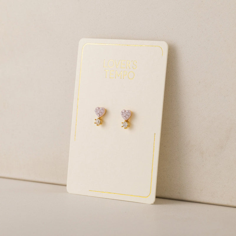 Gold Plated Bisou Pink Stud Earrings