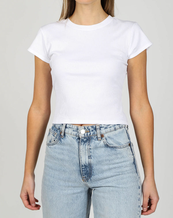 Cropped Ribbed Tee