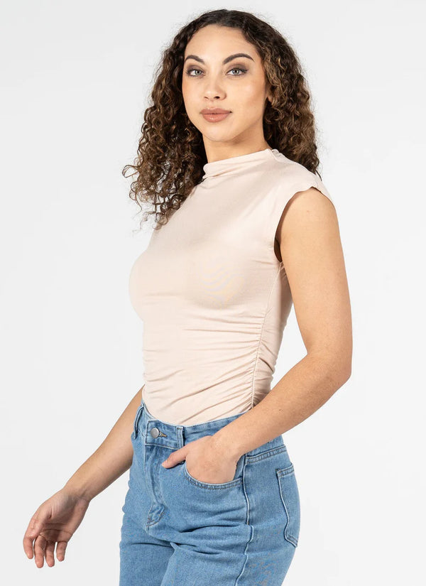 Rouched High Neck Top