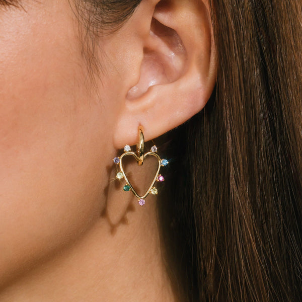 Gold Chapel Heart Hoop Earrings