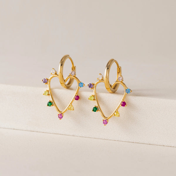 Gold Chapel Heart Hoop Earrings