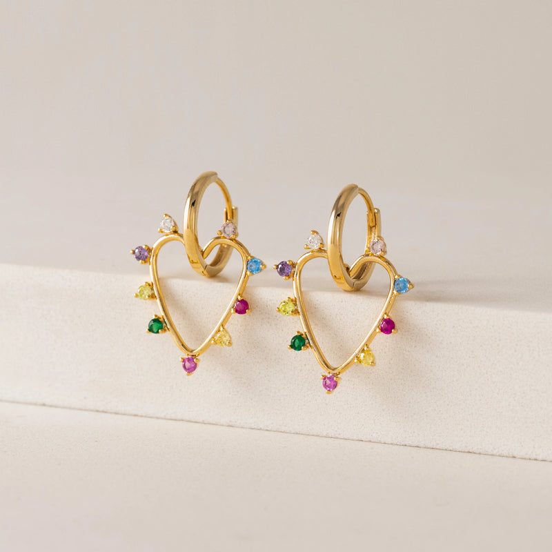 Gold Chapel Heart Hoop Earrings