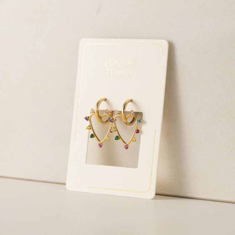 Gold Chapel Heart Hoop Earrings