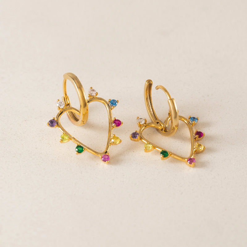 Gold Chapel Heart Hoop Earrings