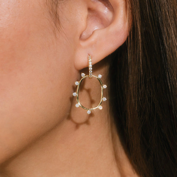 Gold Circa Oval Drop Hoop Earrings