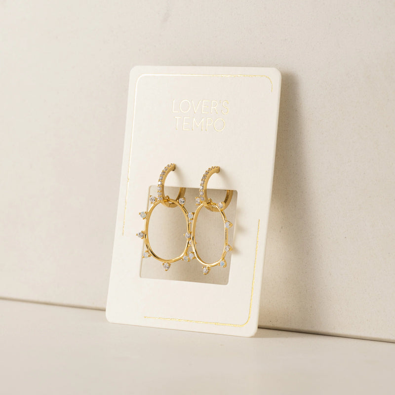 Gold Circa Oval Drop Hoop Earrings