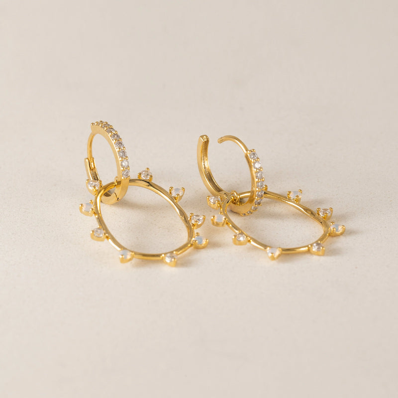Gold Circa Oval Drop Hoop Earrings