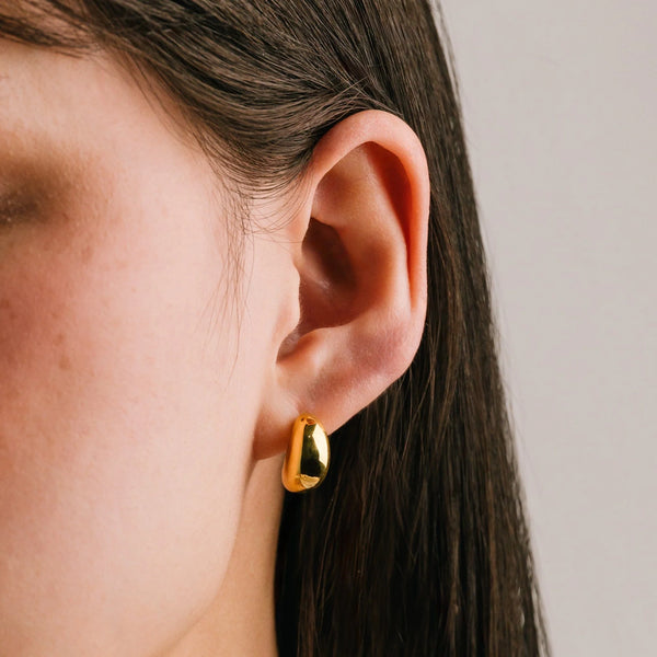 Gold Crest Dome Hoop Earrings