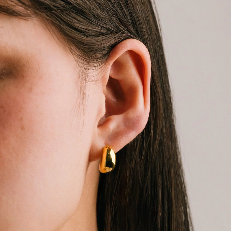 Gold Crest Dome Hoop Earrings