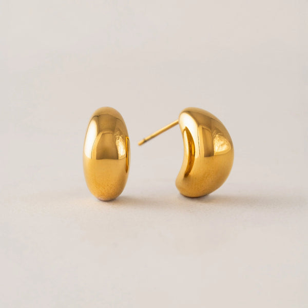 Gold Crest Dome Hoop Earrings