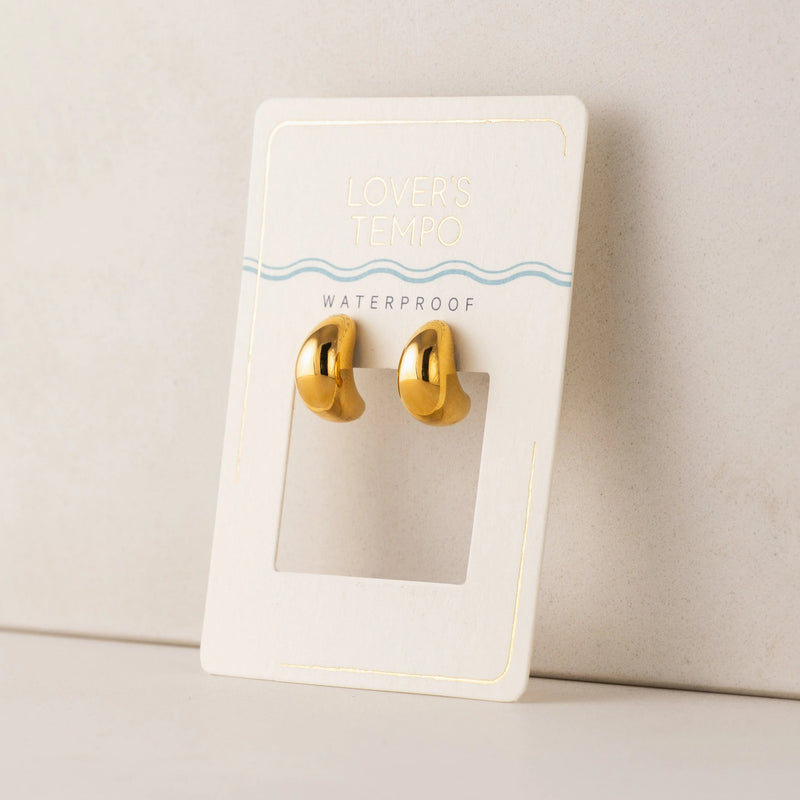 Gold Crest Dome Hoop Earrings