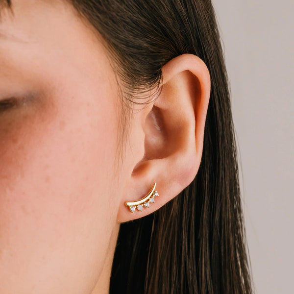 Gold Dewdrop Climber Earrings