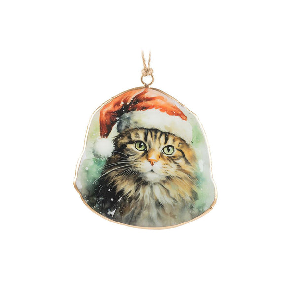 Cat with Santa Hat Ornament