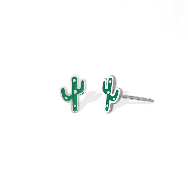 Silver Cactus Studs