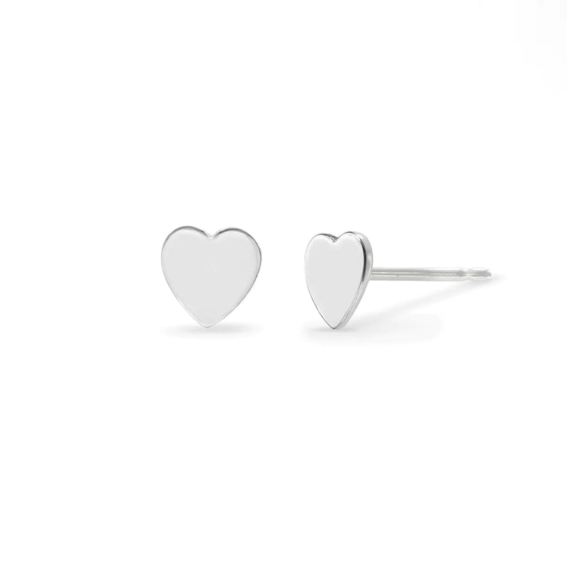 Small Solid Silver Heart Studs