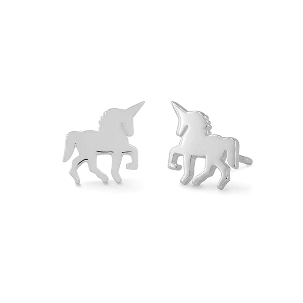 Silver Unicorn Studs