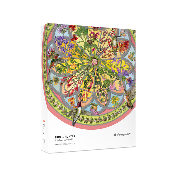 Erin E. Hunter: Floral Compass 500-Piece Circular Jigsaw Puzzle