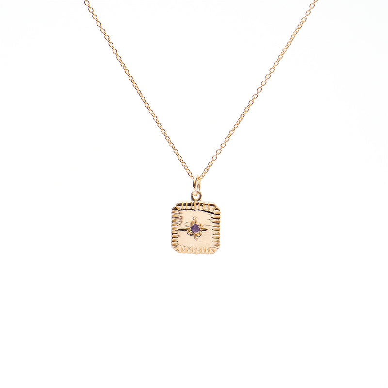 February Square Birthstone Necklace