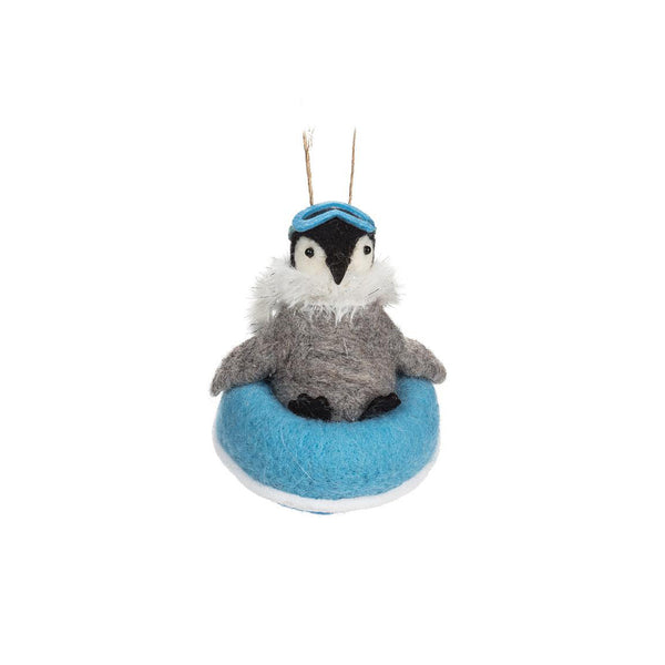 Felt Snow Tubing Penguin Ornament
