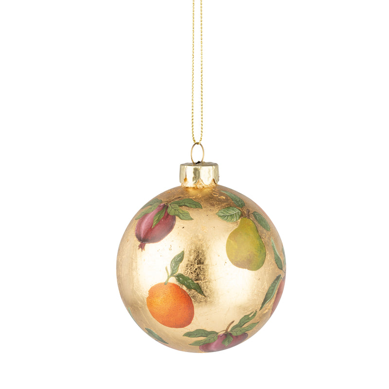 Golden Bulb Ornament with Assorted Fruits