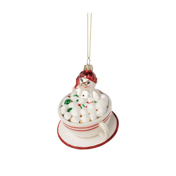 Hot Chocolate Cup with Snowman Ornament