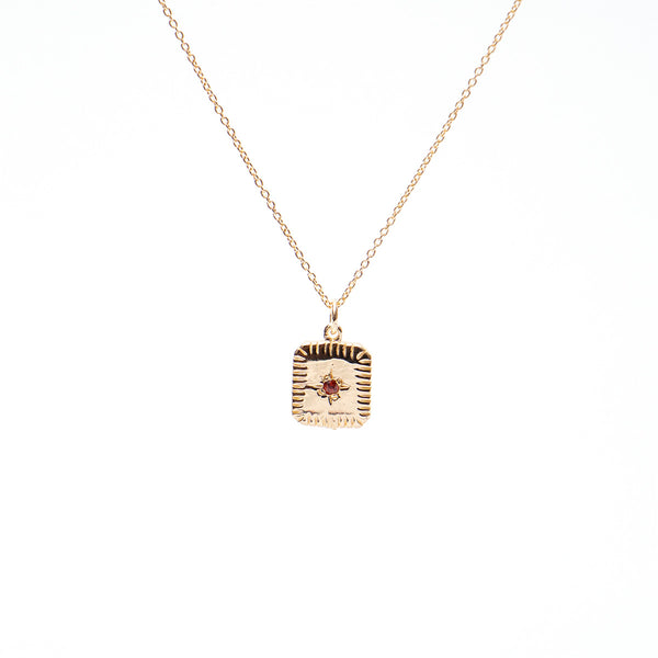 January Square Birthstone Necklace