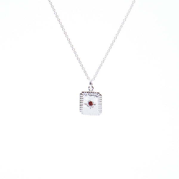 January Square Birthstone Necklace