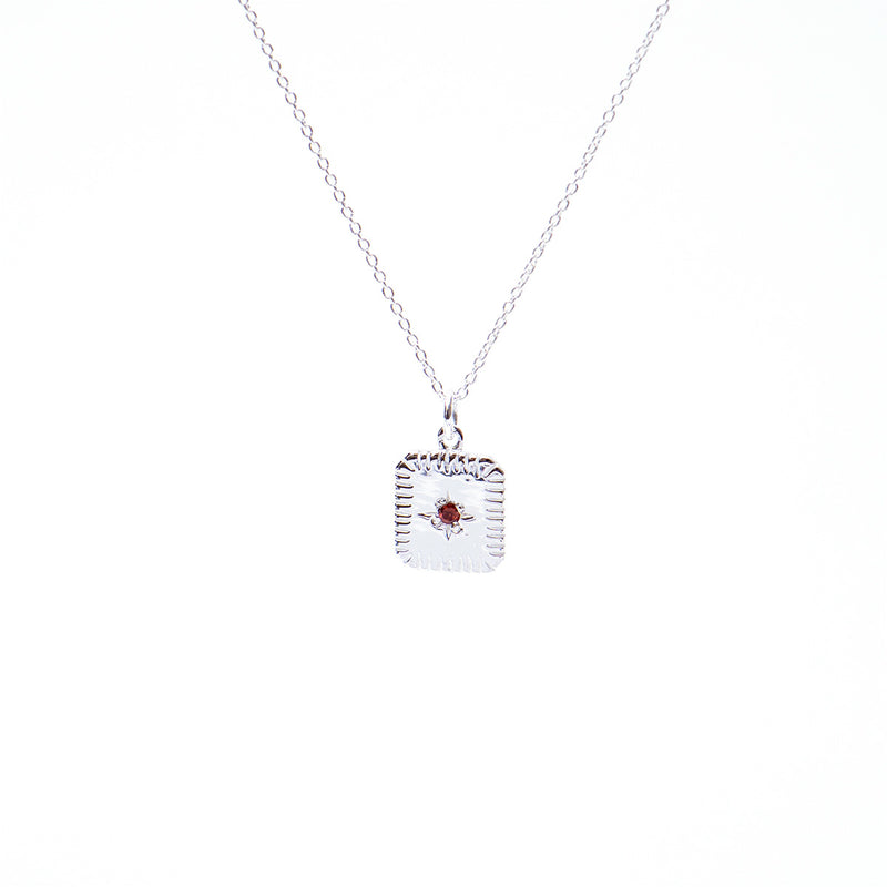 January Square Birthstone Necklace