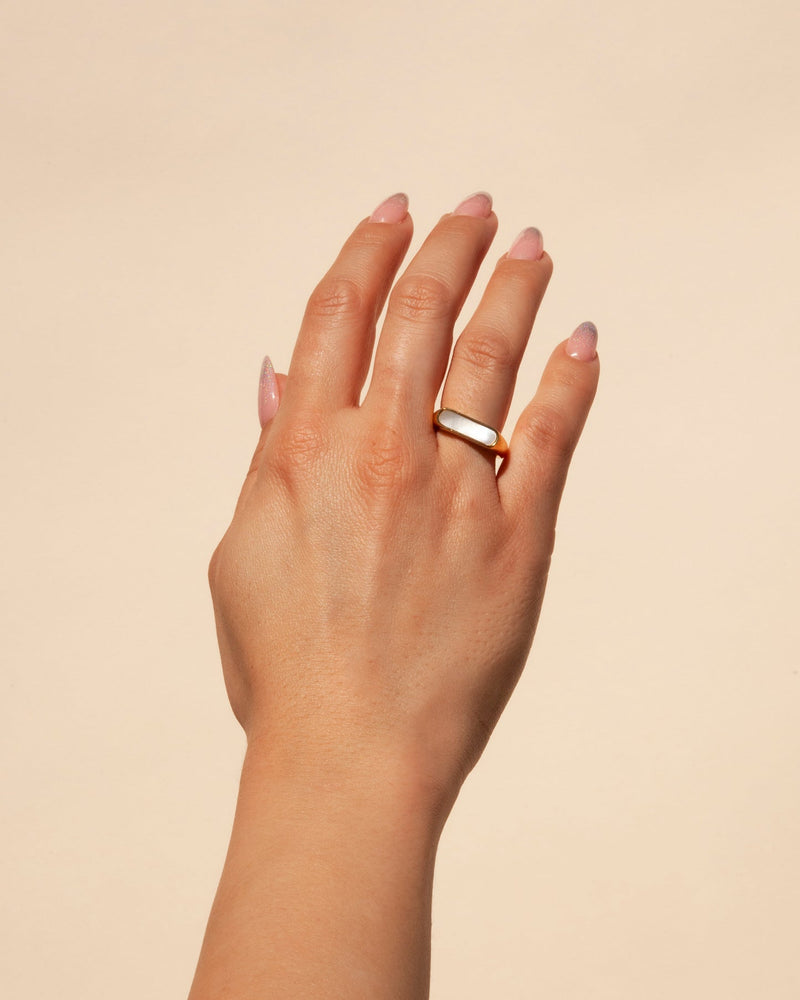 White Pearl Page Ring