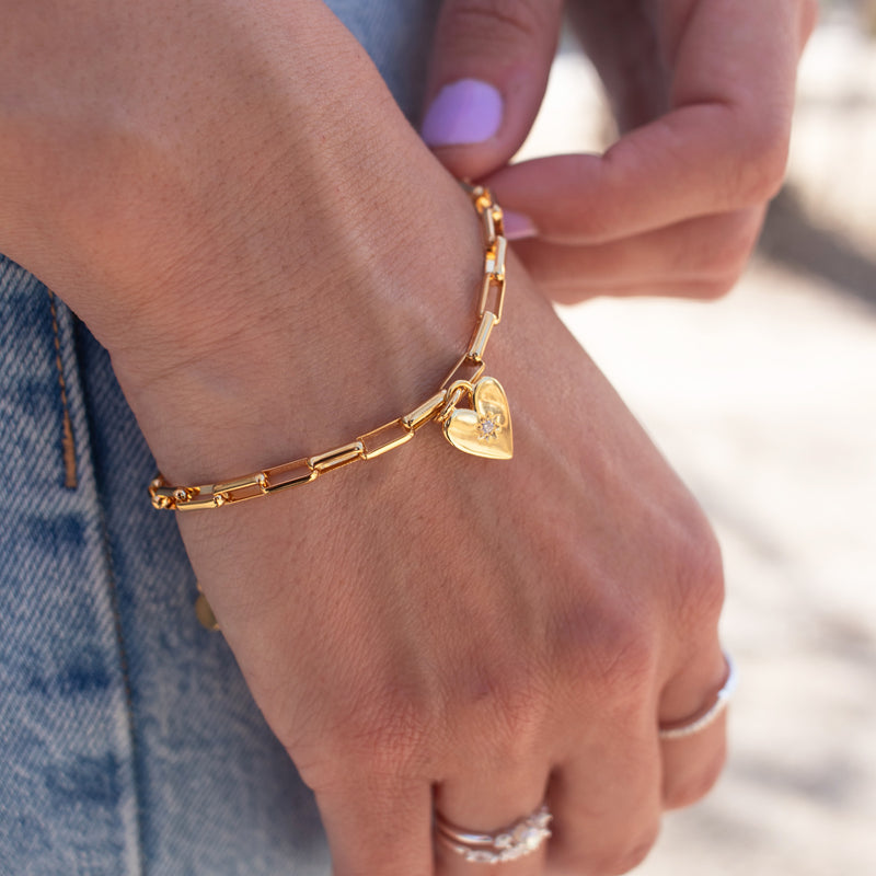 Gold Plated Verona Starburst Heart Bracelet
