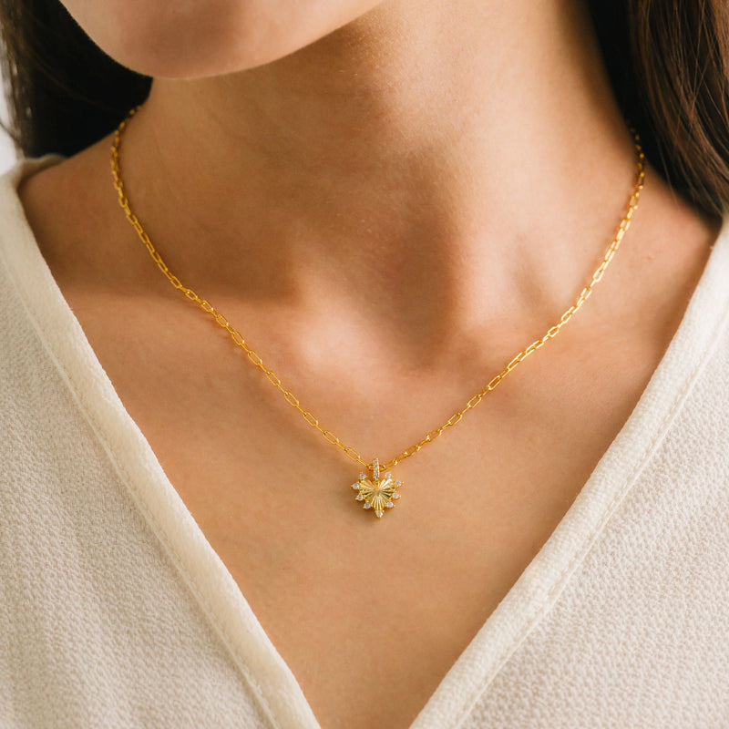 Gold Love Token White Opal Heart Necklace