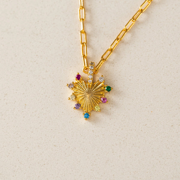 Gold Love Token Mixed Heart Necklace