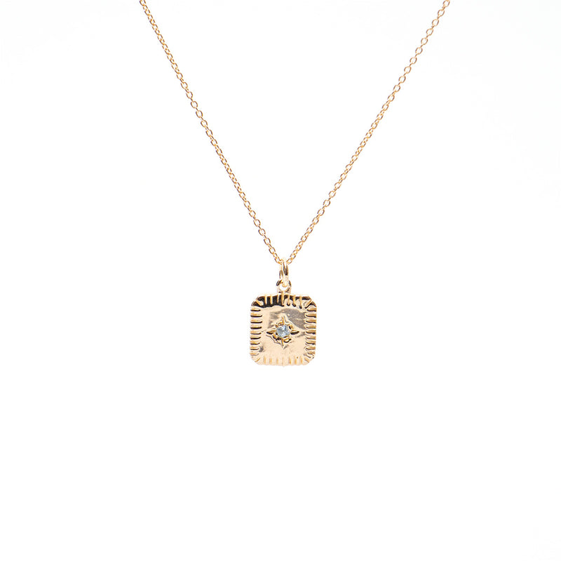 March Square Birthstone Necklace